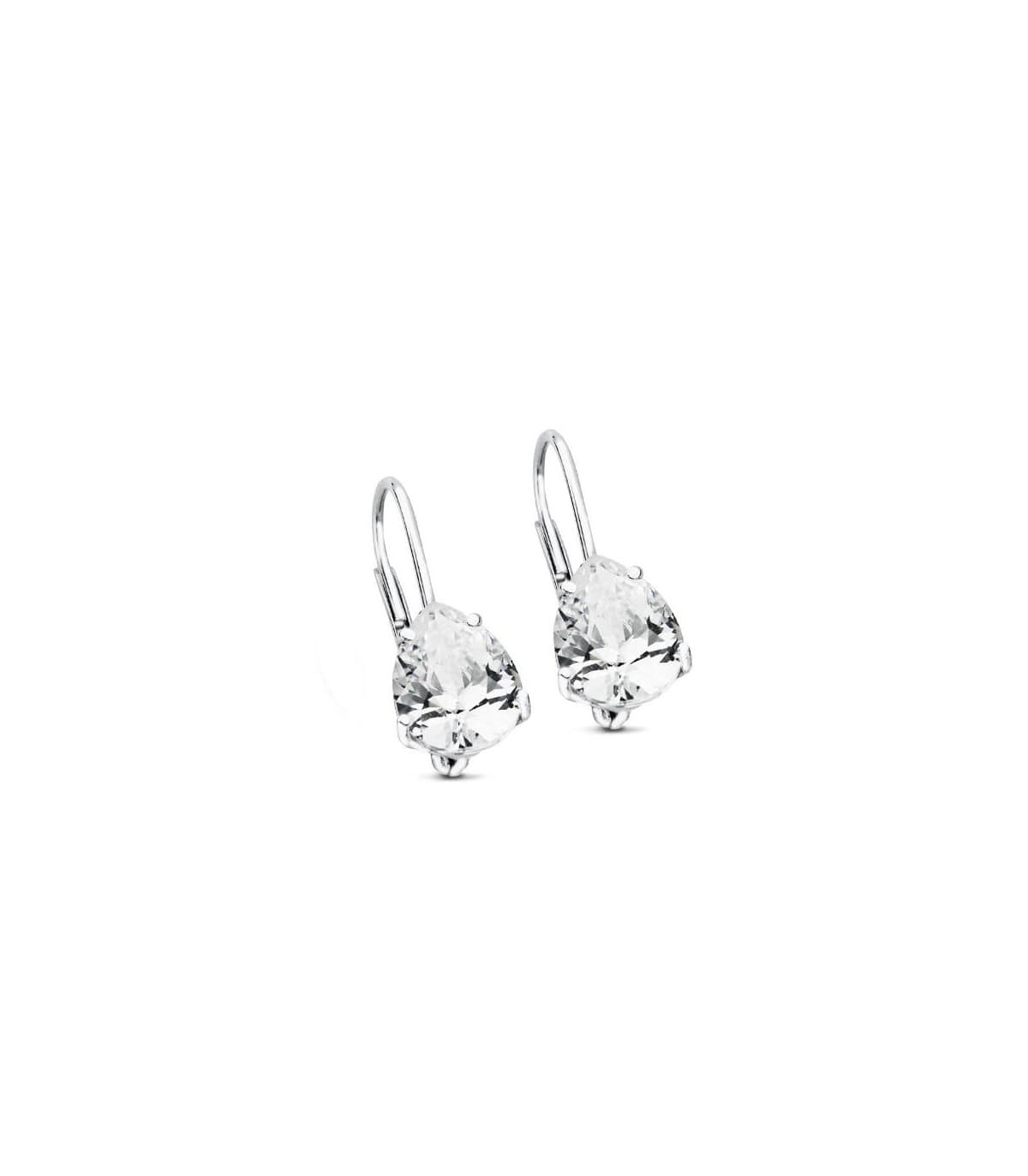 Orecchini a monachella Zirconi Goccia, 20 x 7 mm - Modello donna Arwen in oro bianco 18 Kt
