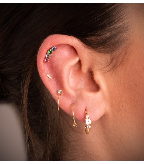 Pendientes Multicolor Oro Amarillo 18K| pendientes de oreja modernos, comprar online pendientes de oro