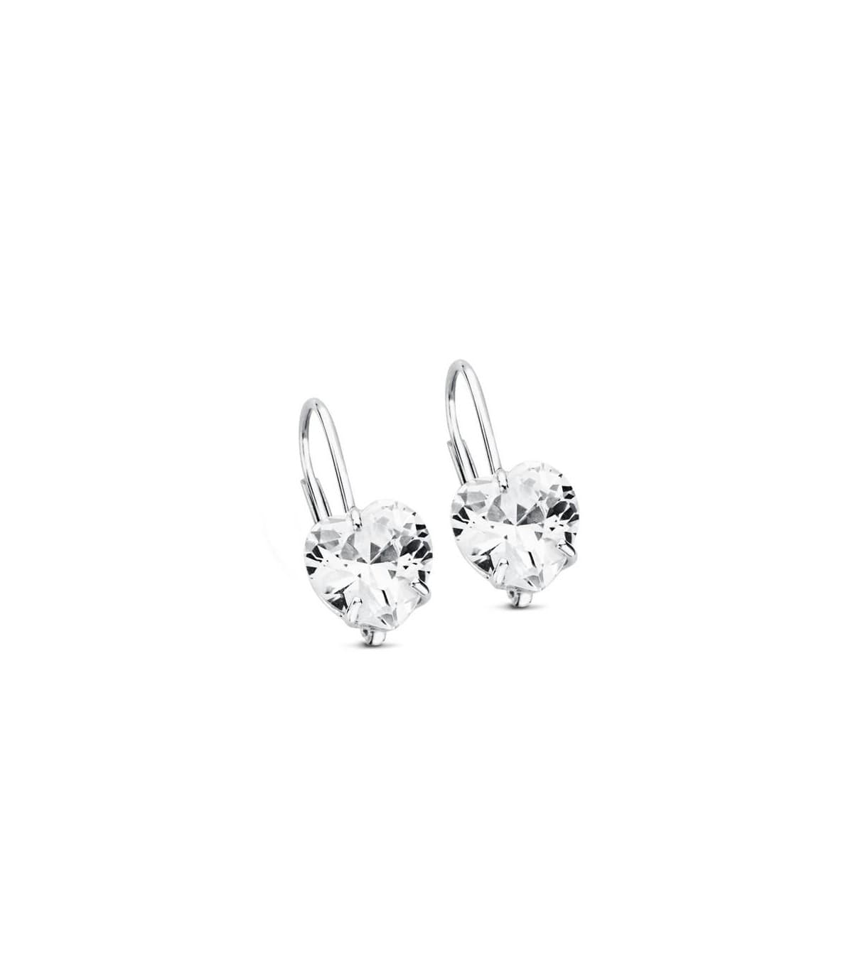 Ohrstecker Zirkonia Herz 20 mm – Damen Ohrringe 750er Weißgold