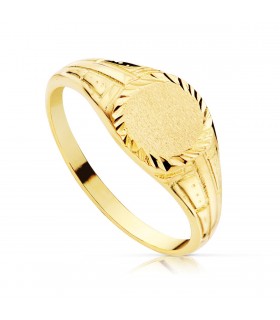 Sello cadete Iker Oro Amarillo 18K. Anillo niño Comunión. Sello mujer.