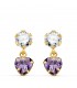 Boucles d'oreilles femme Marbella Or 18K améthyste. Boucles d'oreilles pendantes, pierres couleurs.