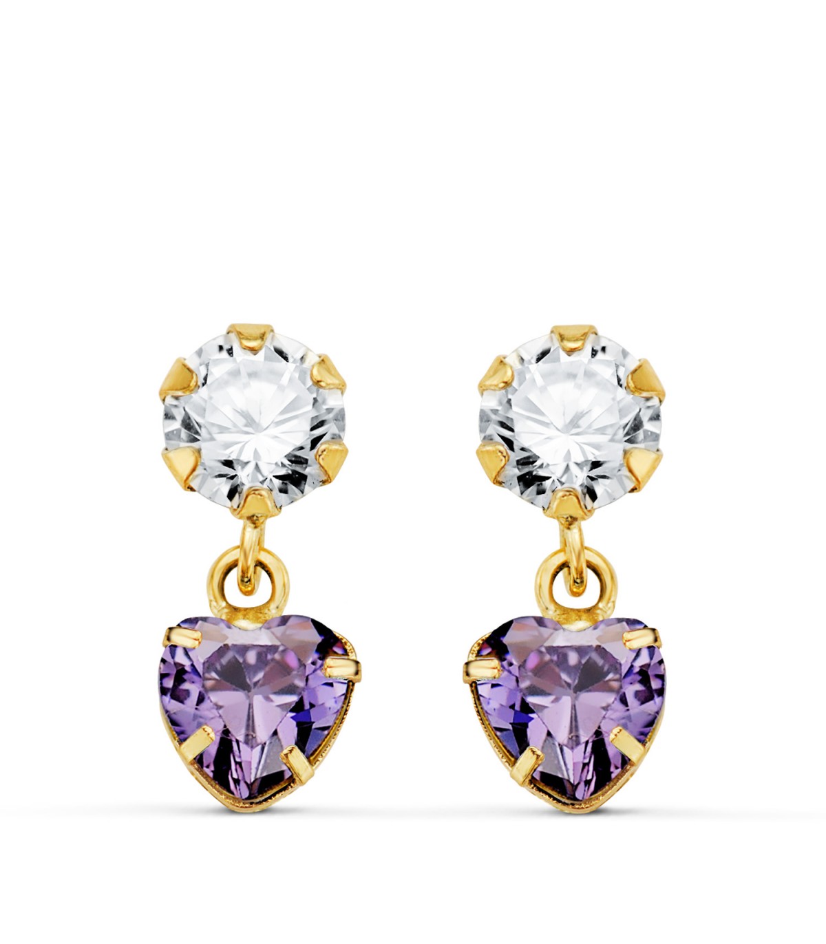 Orecchini donna Marbella oro 18kt Ametista. Pietre colorati. Orecchini pendenti lunghi.