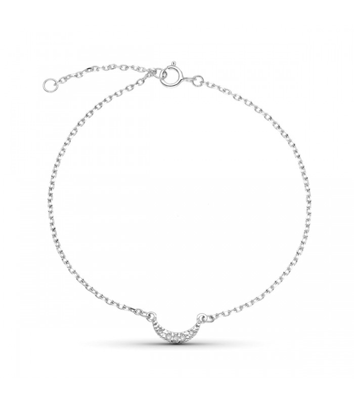 Bracelet Diamant Lune Or blanc 9K 0.034 ct. Bracelet femme et fille.