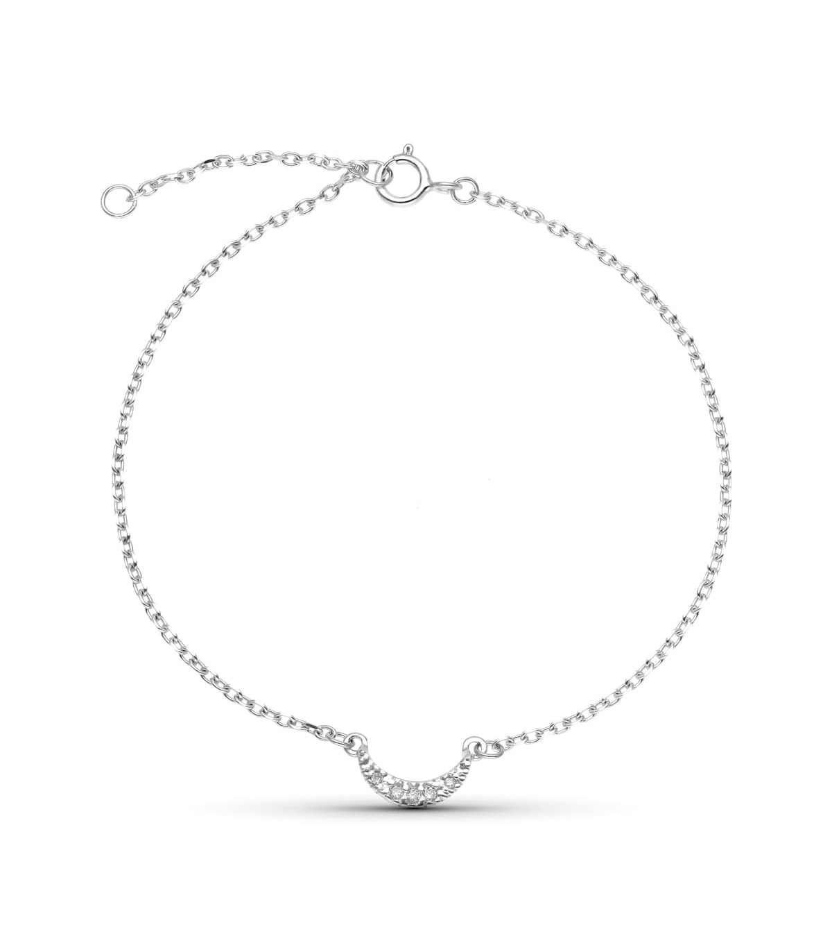 Bracelet Diamant Lune Or blanc 9K 0.034 ct. Bracelet femme et fille.