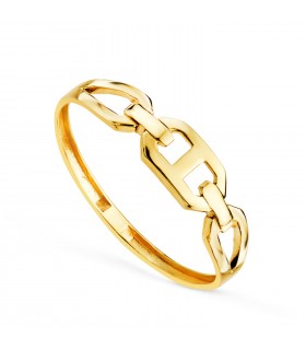 Anello da donna in oro 18 carati con catena a maglie traversino, finitura lucida e larghezza di 4 mm