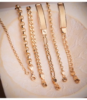 Pulsera Cadena Rolo Oro 18K 19cm | pulsera cadena , pulseras de mujer, pulseras hombre | Joyas unisex