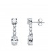 Boucles d'oreilles mariee en or blanc 18K zircones Lullaby. Boucles d'oreilles longues femme avec pierres.