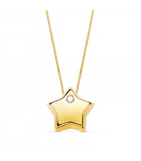 Catena con ciondolo Stella Oro giallo 18 kt 9 mm