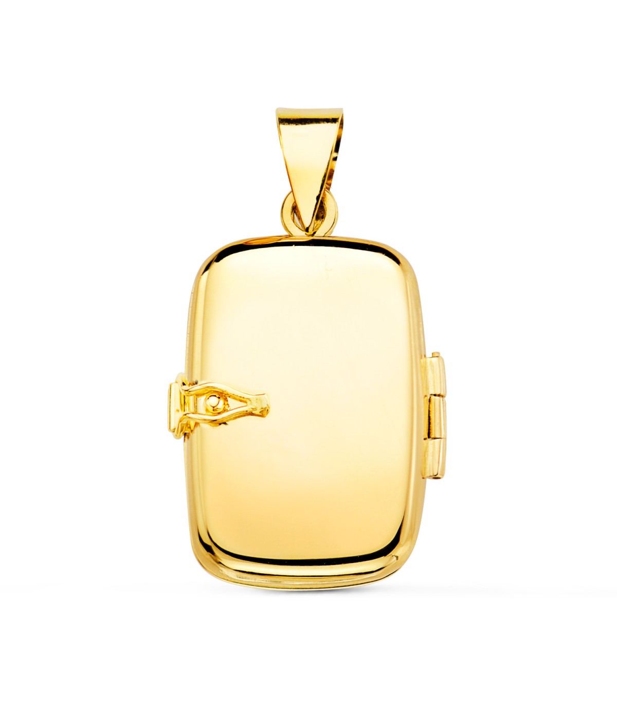 Colgante portafotos Oro 18K Rectangular 25mm, collar para poner fotos
