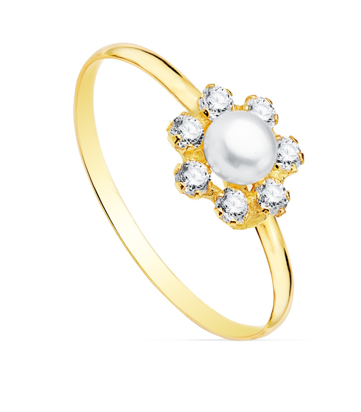 Sortija niña Primera Comunión Nicoletta Oro 18K Conjunto joyas juego Perlas pendientes modernos