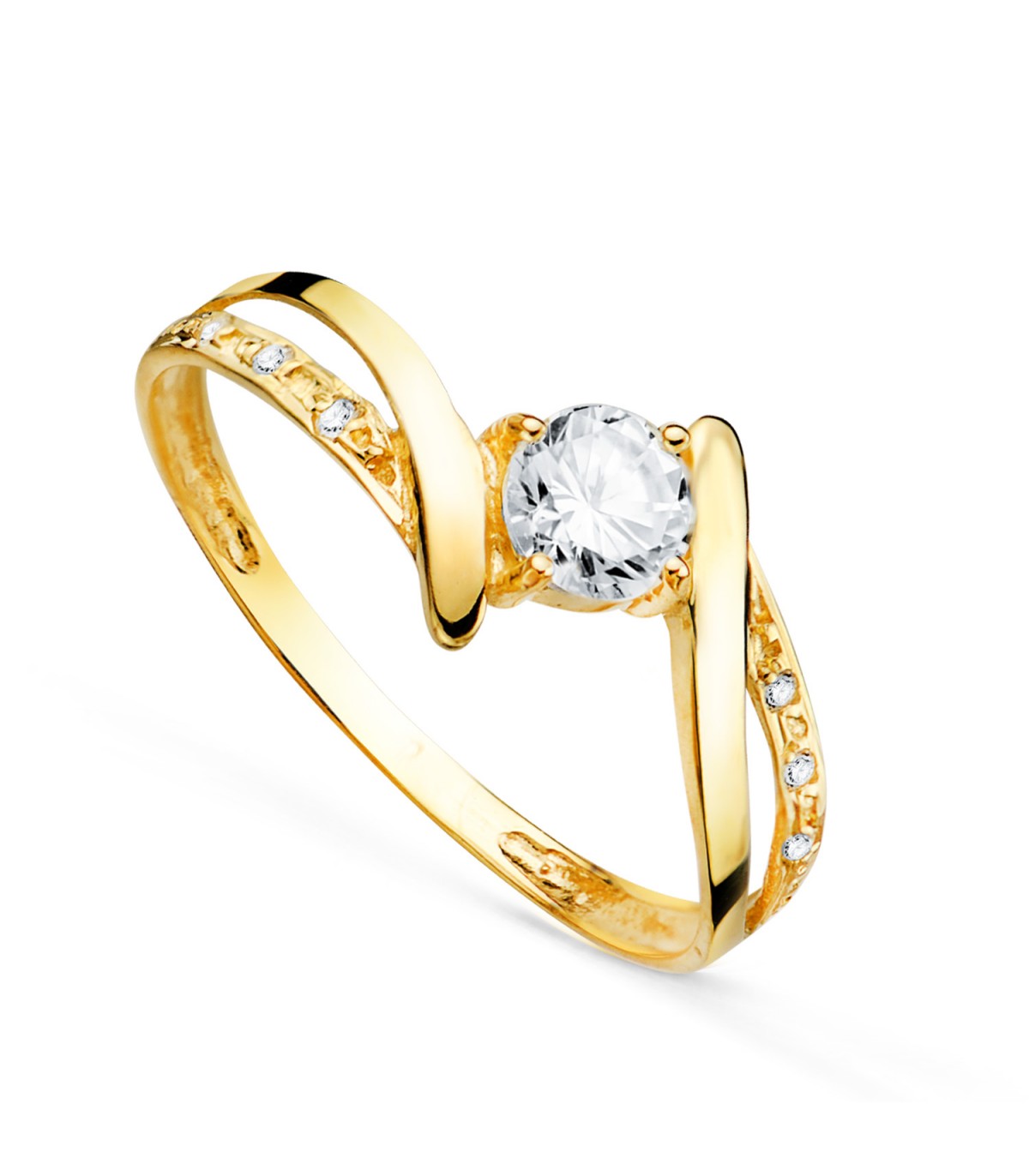 Bague fiançailles Solitaire Davinze Or jaune 18K, bagues femme.