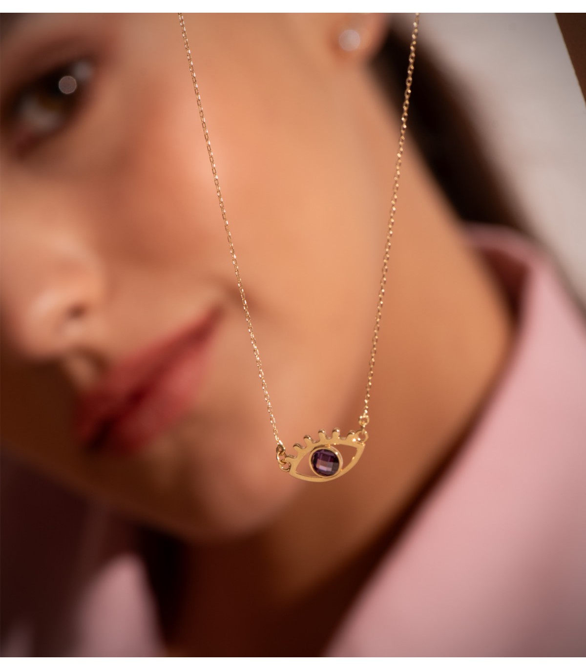 Collana occhio greco oro giallo 18kt ametista