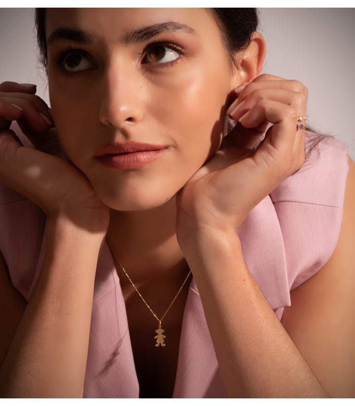 Collar personalizado silueta niña Oro 18K colgante mama, regalos para el dia de la madre