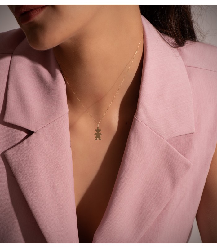 Collar personalizado silueta niña Oro 18K colgante mama, regalos para el dia de la madre