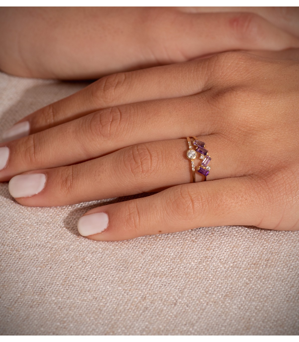 Anillo Amatista Princess Oro Amarillo 18K -  anillo con piedras preciosas - sortijas mujer