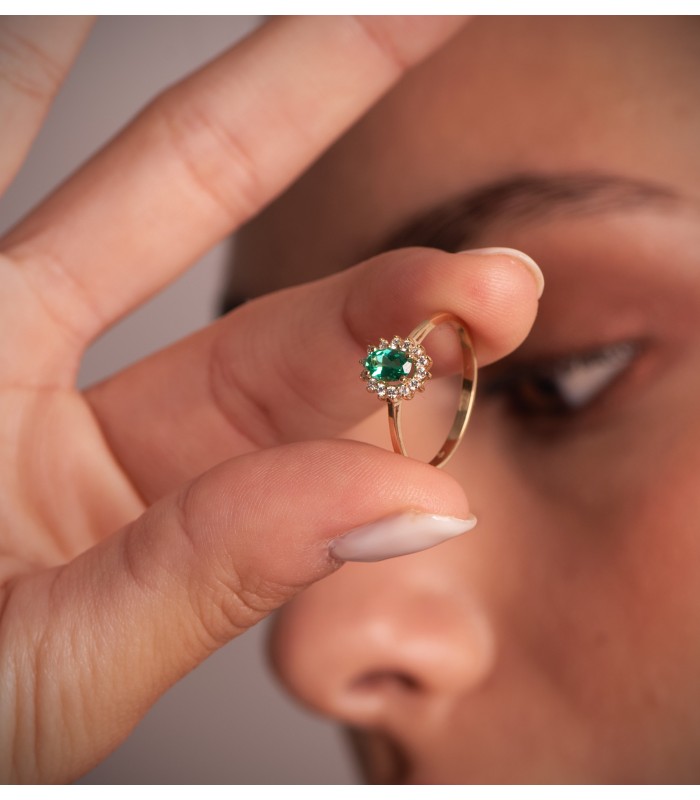 Smaragd Ring mit Diamanten Jasmin 750 Gelbgold