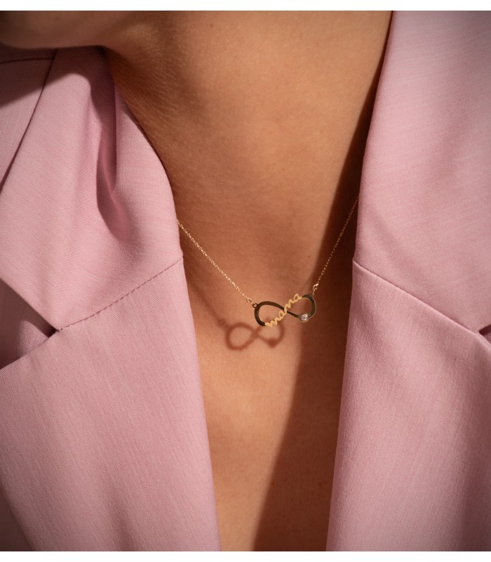 Collar Mamá Infinito Oro Amarillo 9K