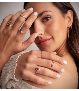 Ring mit weißem Topas 19575-OATB | Verlobungsringe für Damen, 750/18K Gelbgold