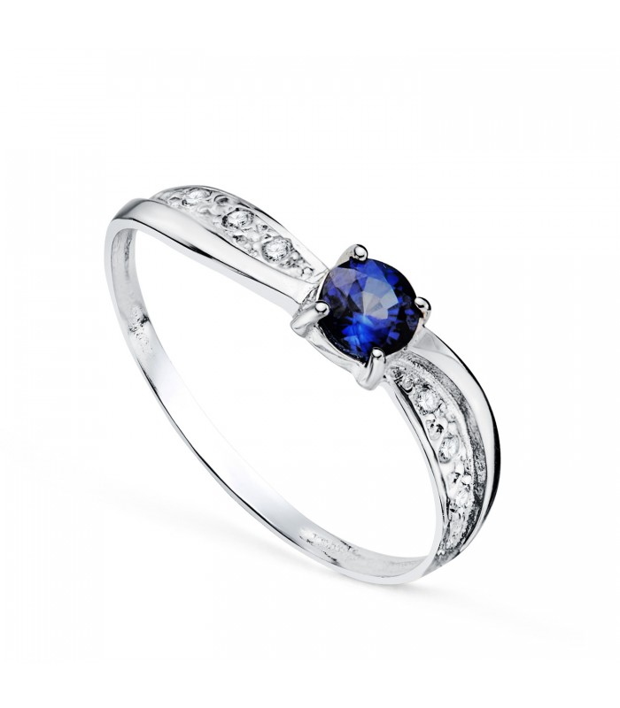 Bague de fiançailles Vennetia Saphir Or blanc 18K, design solitario pour femme