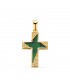 Ciondolo Croce Malachite Oro giallo 18kt, croci per bambini, comunione o donna.
