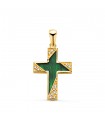 Ciondolo Croce Malachite Oro giallo 18kt