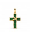 Pendentif Croix Colombe Malachite Or 18K