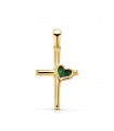 Pendentif Croix Cœur malachite Or 18K