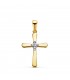 Colgante Cruz Oro bicolor 18K Circonitas, cruces de comunión para niña o niño, colgante de mujer de moda.