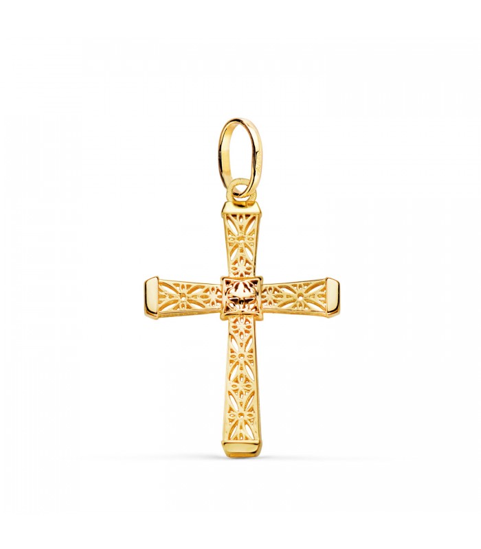 Colgante Cruz Oro Filigrana 18 Kilates 24mm, colgantes con cruces