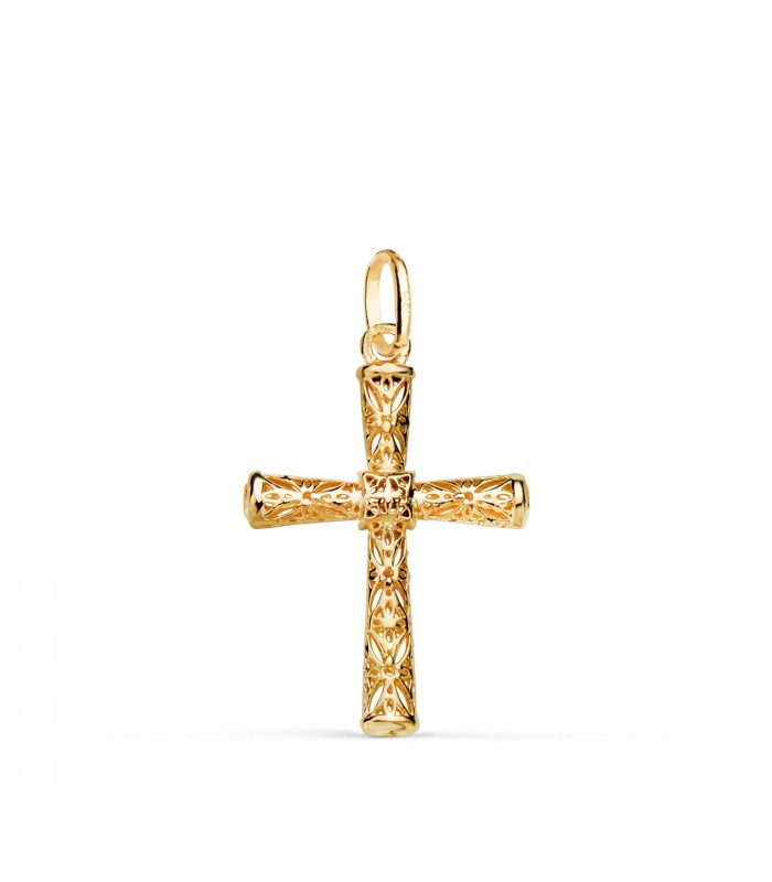 Croix bâton Filigrane Or 18 carats 22mm, collier avec croix femme