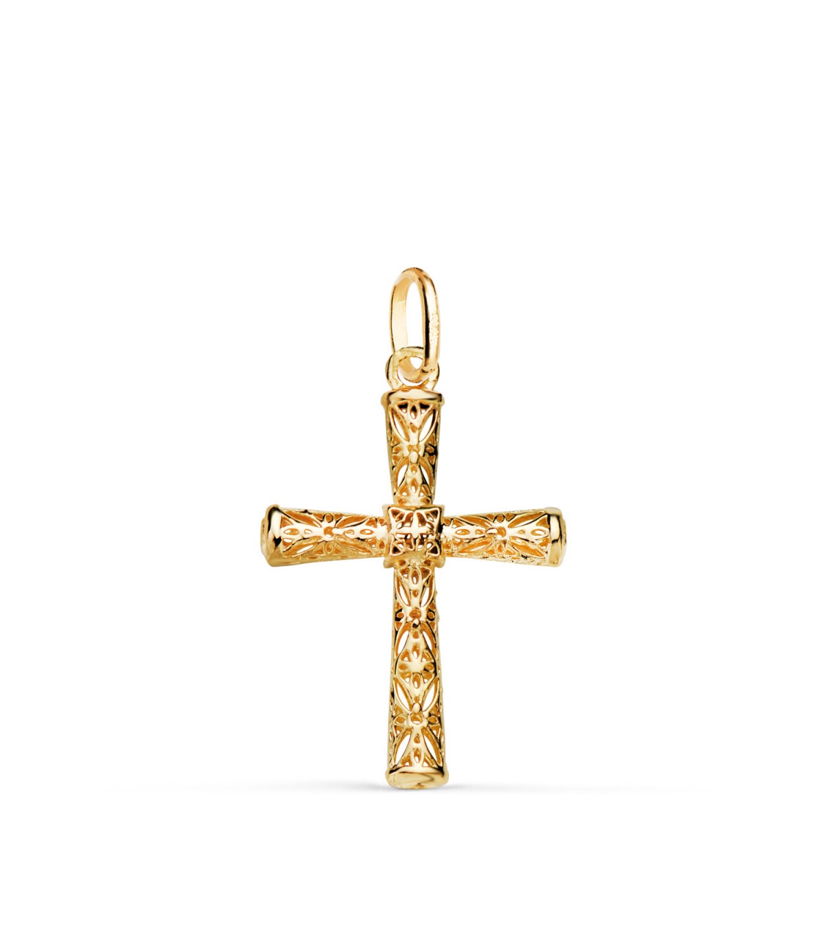 Croce a canna filigrana Oro 18 carati 22mm, ideale per conferma o donna.