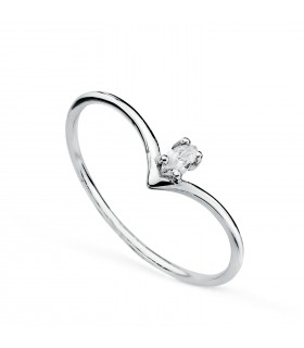 Ring mit Diamant im Marquise-Schliff, 18K Weißgold, V-Form | Damenschmuck online