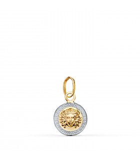 Colgante oro 18K Medusa bicolor 10 mm