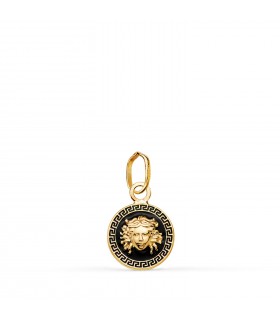 Médaille Méduse Émail Noir 18K 10mm, bijoux en ligne et pendentifs femme.