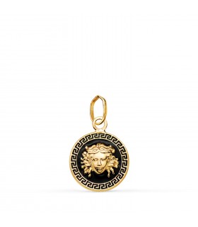 Médaille Méduse Émail Noir 18K 12mm, bijoux en ligne et pendentifs femme.
