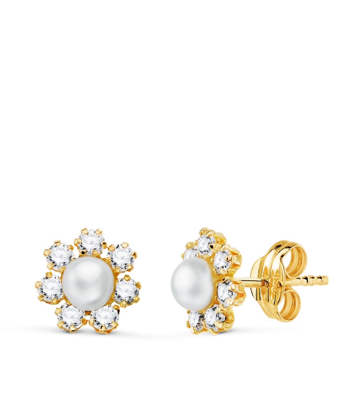 Pendientes niña Comunión Nicoletta Oro 18K Perla, juegos y conjuntos.