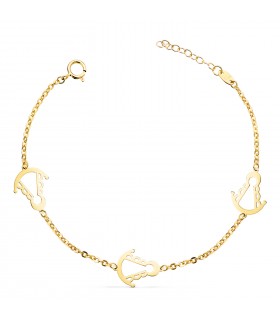 Pulsera siluetas Virgen del Rocío oro 18K 17,5 cm - pulseras mujer - pulseras comunión - pulseras de oro