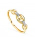Anillo de oro Grano de café bicolor 18 K, sortija ancha con diseño de nudo marinero.