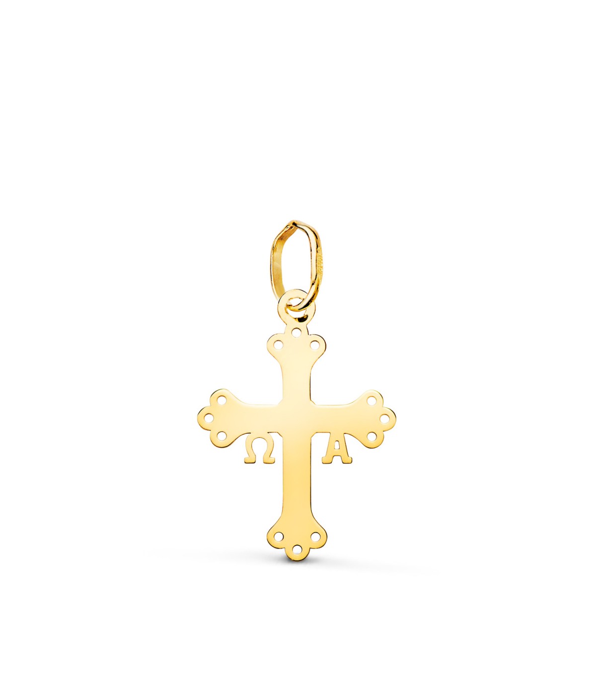 Croce della Vittoria oro giallo 18kt 18mm, Ciondolo croce a lastra di Covadonga, simbolo Asturia.