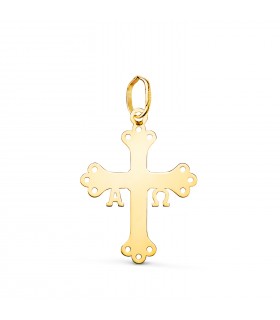 Croce della Vittoria oro giallo 18kt 22mm, Ciondolo croce a lastra di Covadonga, simbolo Asturia.