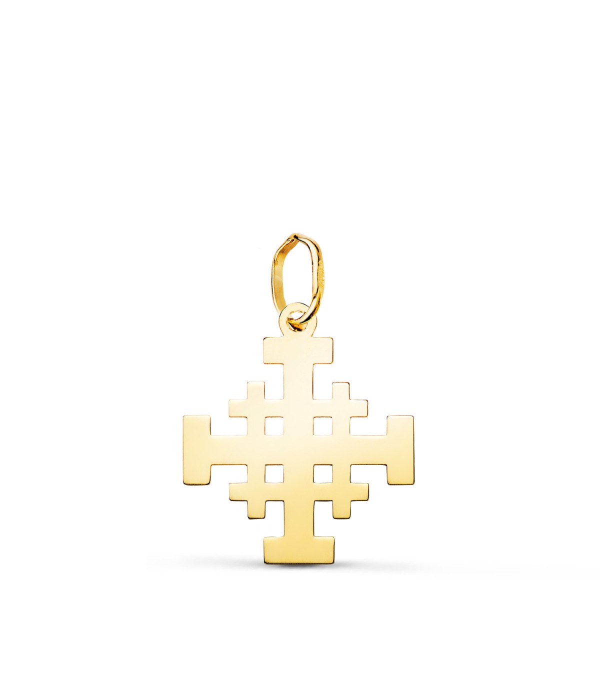 Colgante Cruz de Jerusalén Oro 18 K 17 mm, cruces de oro para mujer y hombre, símbolo del Santo Sepulcro.