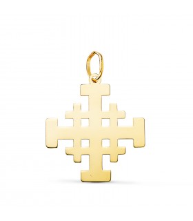 Colgante Cruz de Jerusalén Oro 18 K 22 mm, cruces de oro para mujer y hombre, símbolo del Santo Sepulcro.