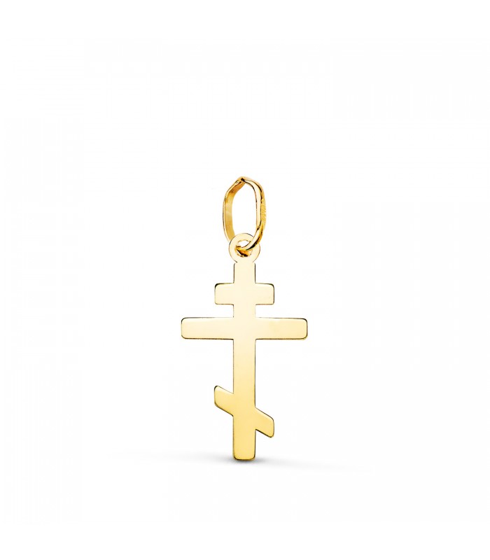 Ciondolo Croce ortodossa oro 18 kt 18 mm, croci in oro | Alda, gioielleria online.