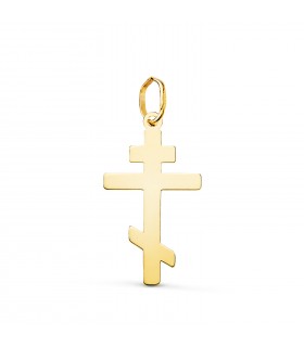 Kreuz orthodox, 750 Gelbgold, 22 mm – Anhänger russisch-orthodoxes, byzantinisches Kreuz