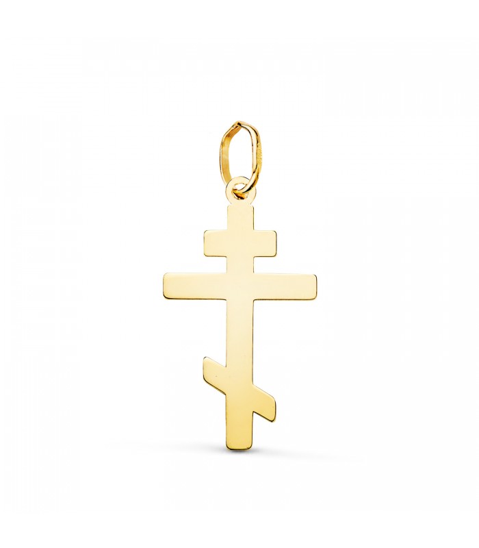 Kreuz orthodox, 750 Gelbgold, 22 mm – Anhänger russisch-orthodoxes, byzantinisches Kreuz
