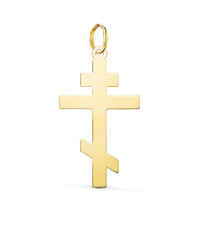 Ciondolo Croce ortodossa oro 18 kt 28 mm, croci in oro | Alda, gioielleria online