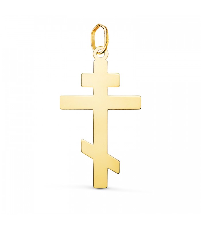 Kreuz orthodox, 750 Gelbgold, 28 mm – Anhänger russisch-orthodoxes, byzantinisches Kreuz