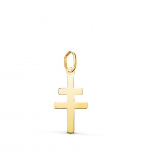 Pendentif Croix de Lorraine Or 18 K 18 mm, bijoux religieux pour homme et femme.