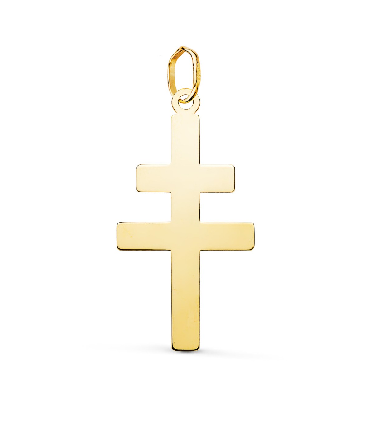 Pendentif Croix de Lorraine Or 18 K 22 mm x 14 mm, bijoux religieux pour homme et femme.