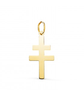 Ciondolo Croce di Lorena oro 18 kt 22 x 12 mm, croci per uomo e donna.